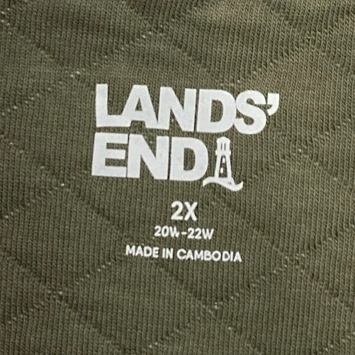 Pullover para mujer Lands End Waffle 1/4 cremallera verde 2X 20-22W mezcla de algodón Foto 4 de 4