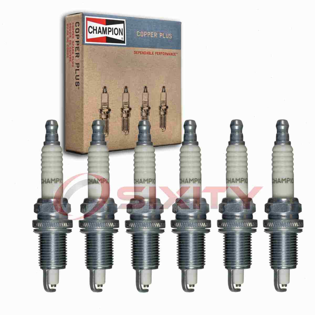 6 pc Champion Copper Plus Spark Plugs for 1981-1986 Jeep CJ7 4.2L L6 km