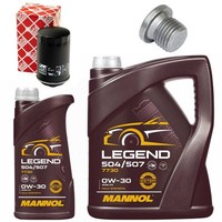 MotoröL Filter Set Mannol 0W-30 504/507 6 Liter + Schraube FüR VW Transporter V
