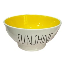 Rae Dunn SUNSHINE Yellow Inside Bowl – LL Font – Ceramic Breakfast Soup Bowl
