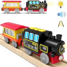 TOPLIVING Wooden Train Accessories Battery Operated Locomotive Train, Motorized