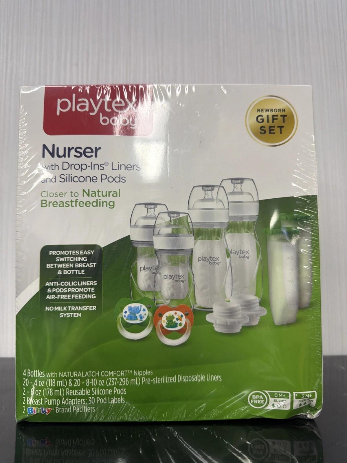 Playtex Nurser Baby Bottles Gift Set w Silicone Pods Pump Adapters Liners Binky