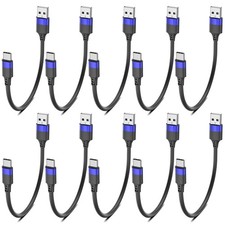 6 inch Short USB C Cable Bulk 10 Pack, Multipack Short USB A to USB C Cable for