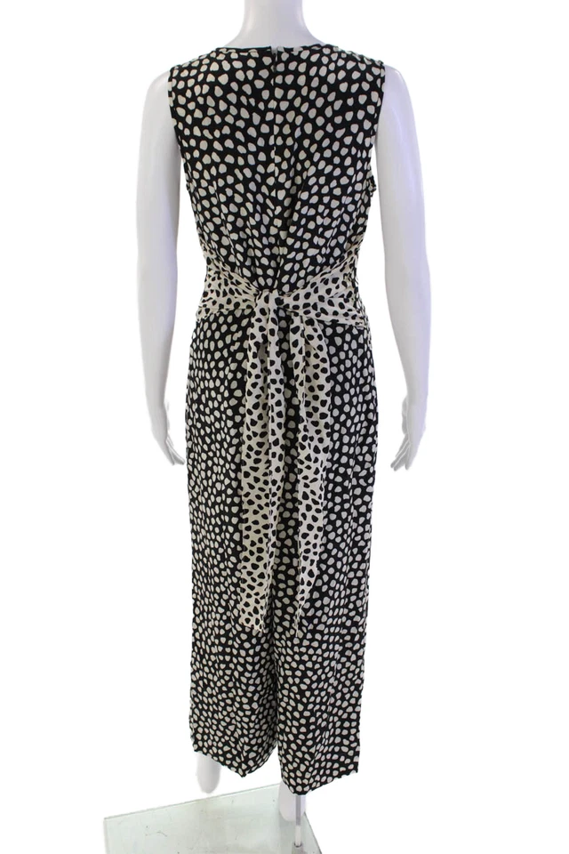 Mono de seda con estampado animal cuello redondo sin mangas J Crew para mujer negro blanco 4 Foto 3 de 4