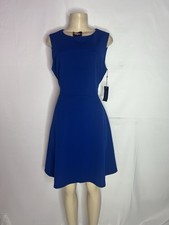 TOMMY HILFIGER BLUE SLEEVELESS FIT & FLARE DRESS SZ 12