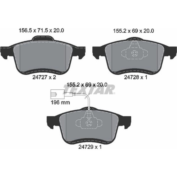 Textar 2472701 Bremsbelagsatz FüR Opel Fiat Lancia Doblo Combo Delta 263 X12-image