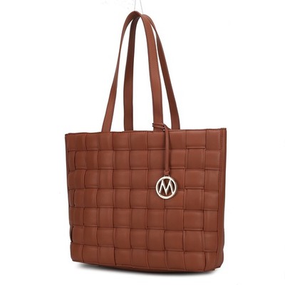 MKF Collection Tote Bag for Women, Vegan Leather Woven TopHandle Satchel Hand...