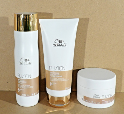 Wella Fusion Intense Repair Shampoo 8.4 oz Conditioner 6.7 oz Mask 5 oz Trio NEW