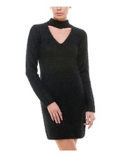 PLANET GOLD Womens Sheath Above The Knee Dress Black Long Sleeve Juniors M