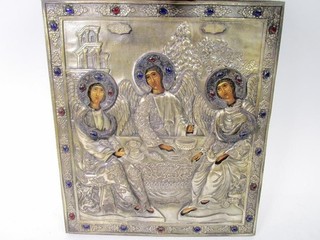 Alte polnische Ikone "Dreifaltigkeit" ca. 35 x 30 cm VV4200