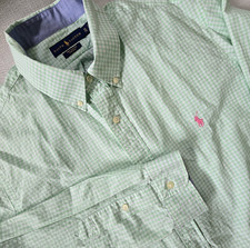 Ralph Lauren Long Sleeve Green Check Pink Pony Button Down Collar Shirt Men's XL