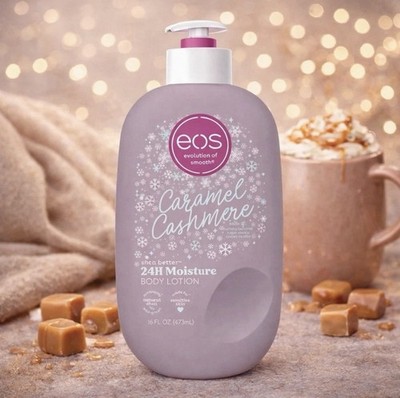 eos Caramel Cashmere 24H Moisture Body Lotion, Cozy Holiday Scent, 16 fl oz