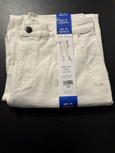 NWT Women's Cream ELLA MOSS Wide Leg Crop Pants Size 10 - Picture 6 of 8