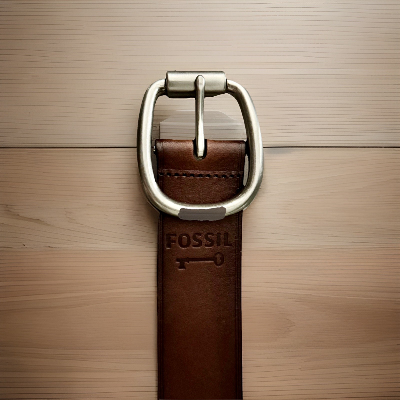 Fossil Women’s Brown Leather Belt Silver Tone Buckle Adjustable Size Medium