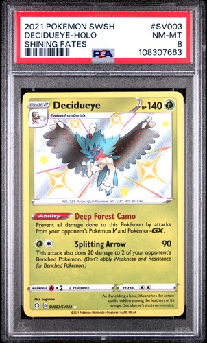 2021 POKEMON SWORD & SHIELD SHINING FATES #SV003 DECIDUEYE-HOLO PSA 8 - Picture 1 of 2