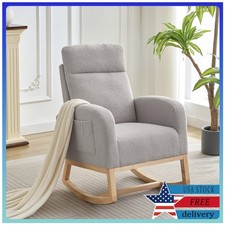 Rocking Chair Nursery Comfy Accent Chair with High Backrest Living Room Chairs