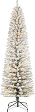 7.5 FT Christmas Tree Pre-lit Artificial LED Lights Snow Branch Tips Slim White