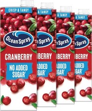 Natural Cranberry Juice - 4 x 1L - Fat-Free, Sodium-Free, Perfect for All Ages