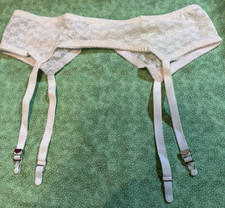 Lane Bryant Women s Lacy White Stretchy Hook Eyes Garter Belt Size 50 NEW
