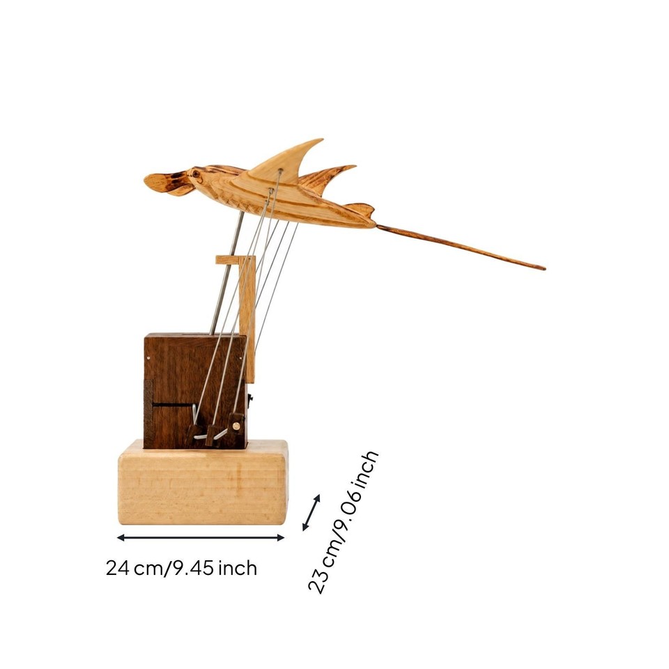 Suspended Manta Dynamic Ornament Continuous Motion Handmade Solid-Wood ...