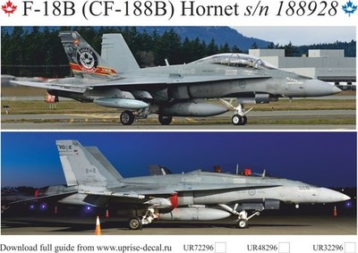 1:48 Decal McDonnell Douglas CF-18B Hornet Canada s/n 188928 - UpRise UR48296