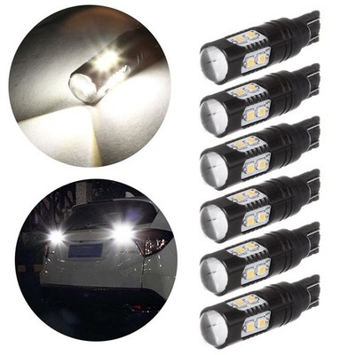 6pcs White T15 T10 LED 10W Projector Lens Backup Light Bulbs For Ford Toyota
