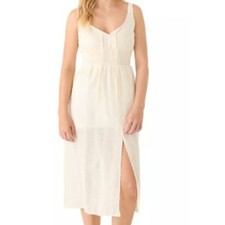 NWT 1.STATE Eyelet Lace Midi Dress M Cream Cottagecore Bridal Coquette Soft Girl