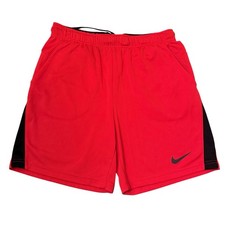 Nike Dri-Fit Basketball Shorts Size Large Red Black Knit Athletic Wear Pockets