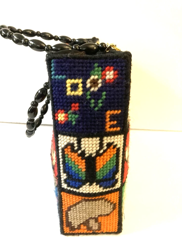 Vintage Columbia Minerva Needlepoint Tote Bag Bob Miller Ecology Insects - Image 3 of 4