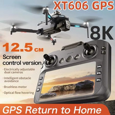 Drone XT606 MAX GPS 8K HD FPV 5.6” 3KM 25min Brushless 223g Ostacoli 3 Batterie