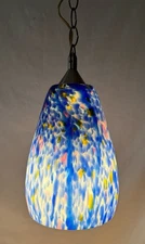 Vintage Murano Style Cobalt Blue Art Glass Pendant Light Swag Lamp