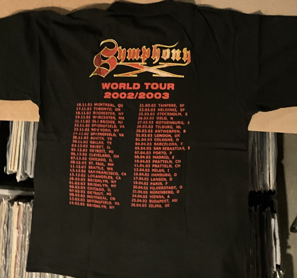 Symphony X - World Tour 2002/2003 Large Black Vintage T-Shirt