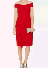 Vince Camuto Women's Red  Off Shoulder Ruffle Sheath Party Cocktail Dress Size 8