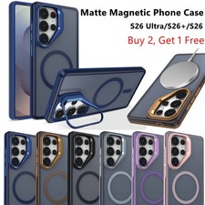 For Samsung S26 Ultra S26+ S25 S24 Shockproof Matte Magnetic Case Stand Cover