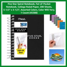 Versatile 200-Page College Ruled Notebook - Waterproof Cover, Assorted Colors
