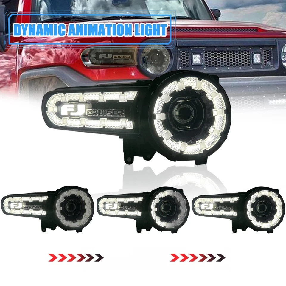 Fits 2007-2014 Toyota FJ Cruiser Sequential Pair LED Headlights Turn Signal Lamp - Imagem 2 de 4