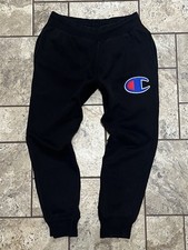 Champion Mens Reverse Weave Big C Logo Jogger Sweatpants Size L Black