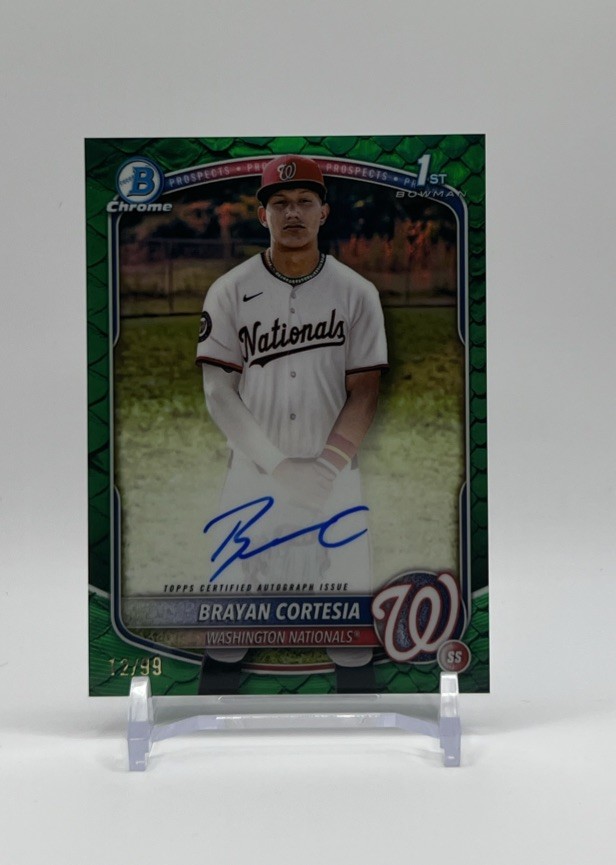 2025 Bowman Chrome Brayan Cortesia 1st Bowman Auto /99 - Green Reptilian