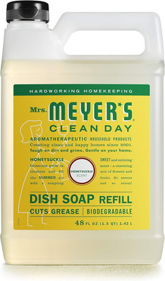 CLEAN DAY Liquid Dish Soap Refill, Biodegradable Formula, Honeysuckle, 48 Fl. Oz