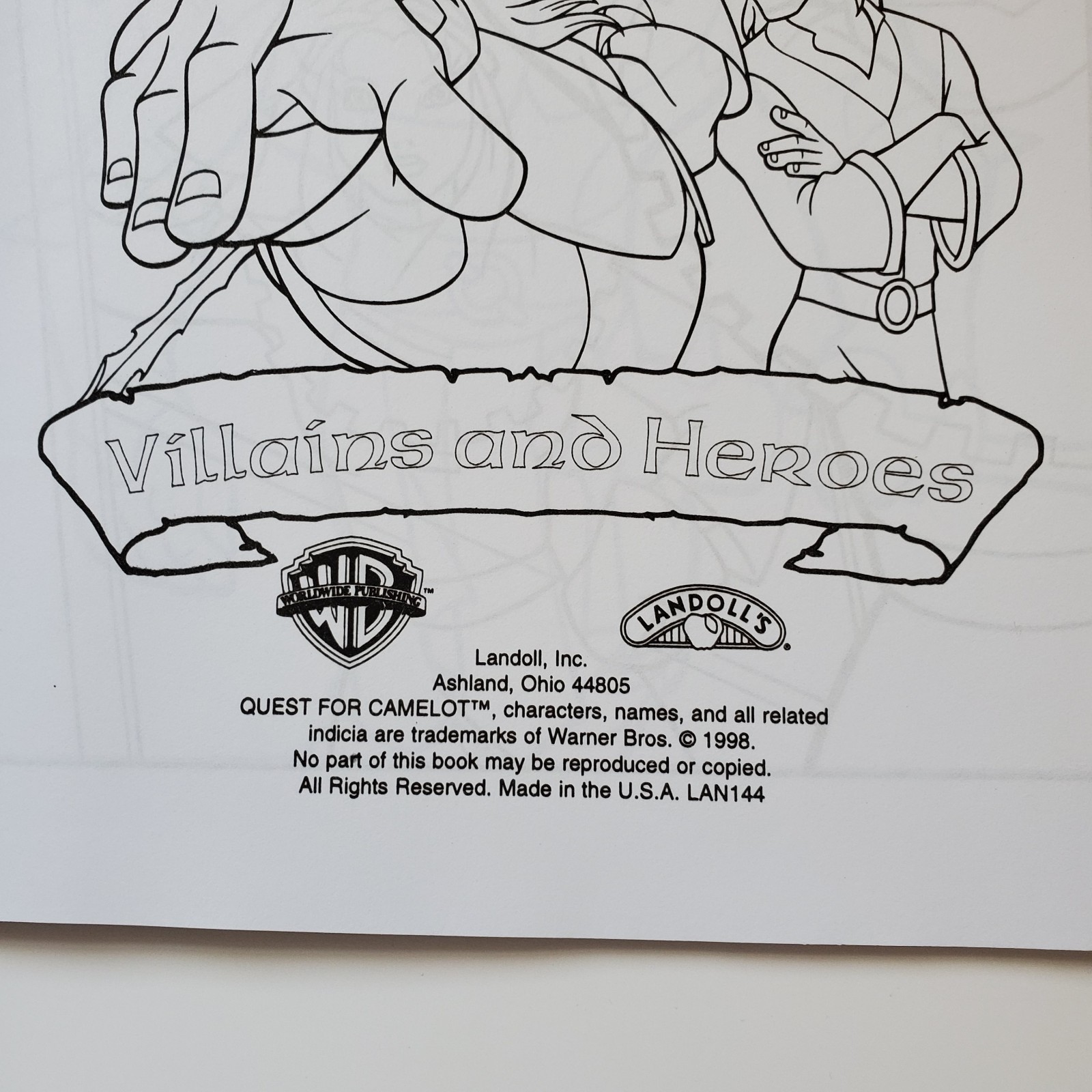 Quest For Camelot Paint With Water Book  Villains And Heroes 1998 90's Cut-Outs