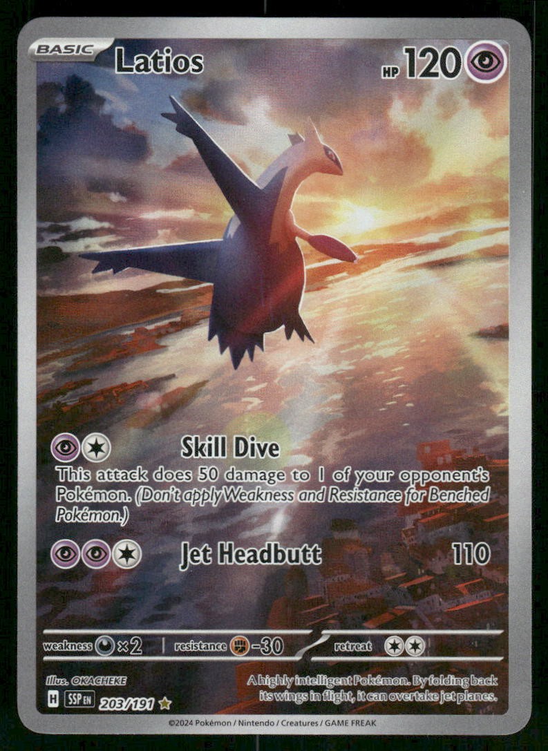 2024 Latios - 203/191 Illustration Rare Holo NM SV08: Surging Sparks Pokémon