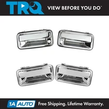 TRQ Chrome Outer Outside Exterior Door Handle 4 Piece Kit Set for Chevy Truck