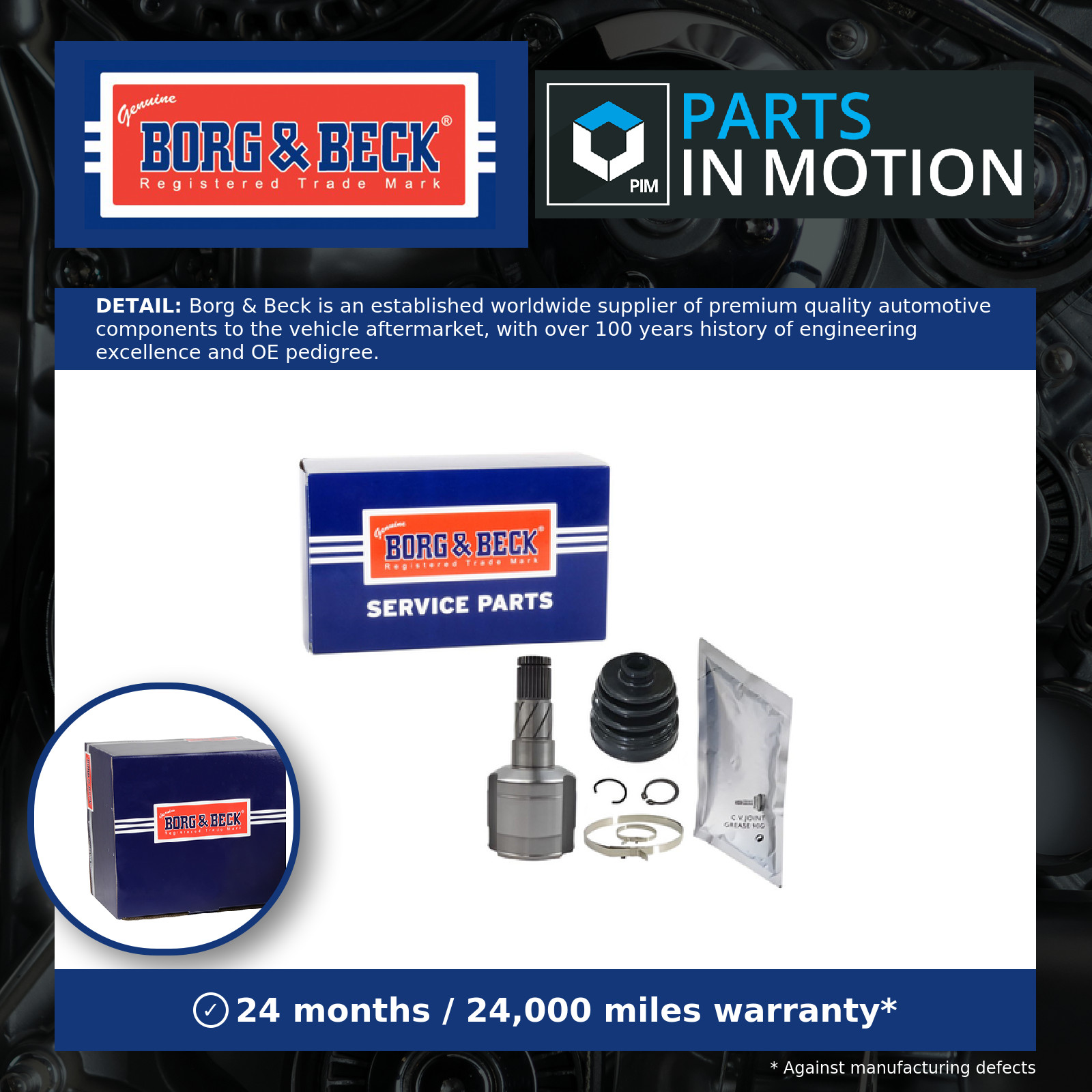 CV Joint BCJ1286 Borg & Beck C.V. Driveshaft 104416100D Top Quality Guaranteed