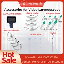 Video Laryngoscope Kit w/ Stainless Steel Blades, LMA, Guide Wire & Screen