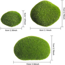 20 Pcs 3 Size Artificial Moss Rocks, Faux Green Moss Rock Balls Covered Stone...