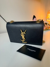 Saint Laurent Black Pebbled Shoulder Bag Gold...
