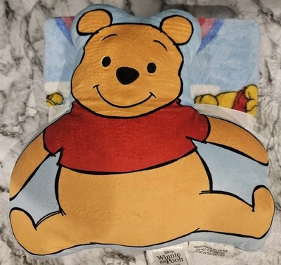 Disney Winnie the Pooh bear Plush Throw Blanket & pillow set 40 × 50"super soft