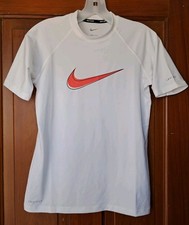 Women's Nike Swim Dry Fit Rash Guard Shirt Size Small White Pink NWOT