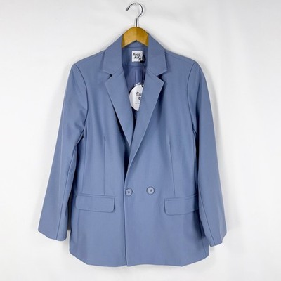 Princess Polly Women's Sazane Double Breasted Blazer Size 6 Baby Blue