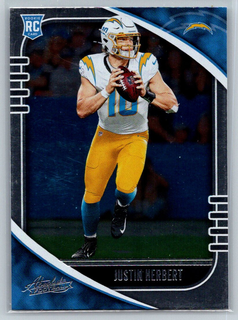 Justin Herbert 2020 Panini Absolute #167 Rookie Card Los Angeles Chargers TC3119
